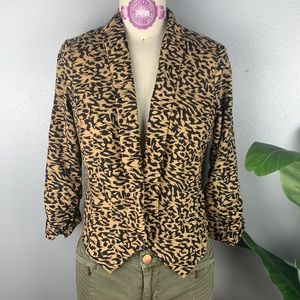 Juniors Cheetahprint Blazer Top Size Medium